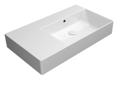 KUBE X keramické umyvadlo 80x47cm, s odkládací plochou vlevo, bez otvoru, bílá ExtraGlaze (9457011)