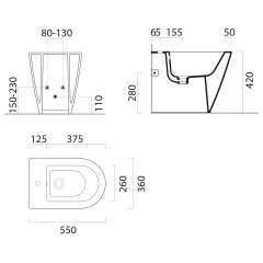 KUBE X bidet stojící, 36x55cm, černá mat (9462126)
