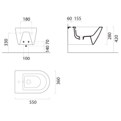 KUBE X bidet závěsný 36x55cm, bílá mat (9465109)