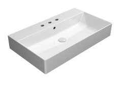 KUBE X keramické umyvadlo 80x47cm, broušená spodní hrana, 3 otvory, bílá ExtraGlaze (94229311)