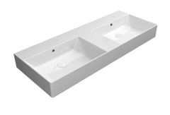KUBE X keramické dvojumyvadlo 120x47cm, broušená spodní hrana, bez otvoru, bílá ExtraGlaze (94259011)