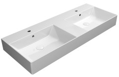 KUBE X keramické dvojumyvadlo 120x47cm, broušená spodní hrana, bílá ExtraGLaze (94259111)