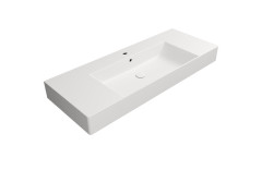 KUBE X keramické umyvadlo 120x47cm, s odkládacími plochami, broušená spodní hrana, bílá mat  (94529109)