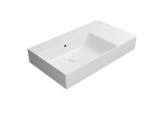KUBE X keramické umyvadlo 80x47cm, s odkládací plochou vpravo, broušená spodní hrana, bez otvoru, bílá mat (94569009)