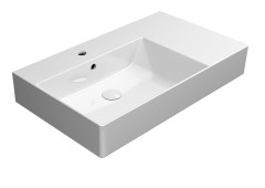 KUBE X keramické umyvadlo 80x47cm, s odkládací plochou vpravo, broušená spodní hrana, bílá ExtraGlaze (94569111)