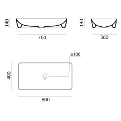NUBES keramické umyvadlo na desku 80x40cm, tortora mat (904005)