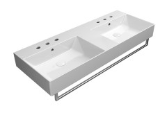 KUBE X keramické dvojumyvadlo 120x47cm, 3 otvory, bílá ExtraGlaze (9425311) (3)
