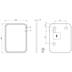 CETIS zrcadlo s LED osvětlením 60x80cm, černá mat (CT080)