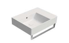 KUBE X keramické umyvadlo 60x47cm, s odkládací plochou vpravo, bez otvoru, bílá mat (9438009) (3)