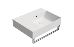 KUBE X keramické umyvadlo 60x47cm, s odkládací plochou vlevo, bez otvoru, bílá mat (9439009) (3)