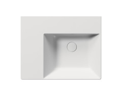 KUBE X keramické umyvadlo 60x47cm, s odkládací plochou vlevo, bez otvoru, bílá mat (9439009) (4)