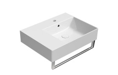 KUBE X keramické umyvadlo 60x47cm, s odkládací plochou vlevo, bílá ExtraGlaze (9439111) (3)