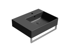 KUBE X keramické umyvadlo 60x47cm, s odkládací plochou vlevo, černá mat (9439126) (4)
