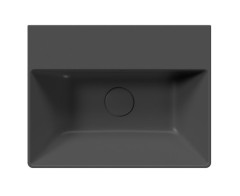 KUBE X keramické umyvadlo 45x35cm, broušená spodní hrana, bez otvoru, černá mat (94859026) (3)