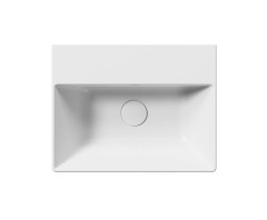 KUBE X keramické umyvadlo 45x35cm, broušená spodní hrana, bez otvoru, bílá mat (94859009) (3)