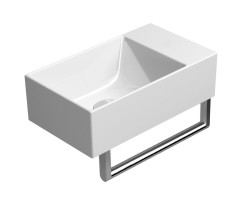 KUBE X keramické umývátko 40x23cm, broušená spodní hrana, bez otvoru, pravé/levé, bílá mat (94849009) (3)