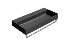 KUBE X keramické umyvadlo 100x47cm, broušená spodní hrana, bez otvoru, černá mat (94239026) (3)