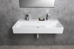KUBE X keramické umyvadlo 100x47cm, broušená spodní hrana, 2 otvory, bílá ExtraGlaze (94239211) (3)