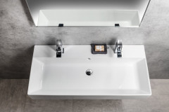 KUBE X keramické umyvadlo 100x47cm, broušená spodní hrana, 2 otvory, bílá ExtraGlaze (94239211) (7)