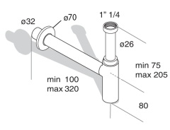 MINITOTI sifon pro umývátko, 5/4", odpad 32mm, černá mat (510.135.5.X)(2)