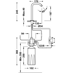 TRES ELECTRONIC Elektronická baterie na 1 vodu s bezdotykovým dávkovačem mýdla, vysoké provedení, chrom (39210320) (5)
