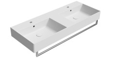 KUBE X keramické dvojumyvadlo 120x47cm, broušená spodní hrana, bílá mat (94259109) (3)