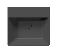 KUBE X keramické umyvadlo 50x47cm, broušená spodní hrana, bez otvoru, černá mat (94309026) (4)