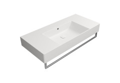 KUBE X keramické umyvadlo 100x47cm, s odkládacími plochami, broušená spodní hrana, bez otvoru, bílá mat (94519009) (4)