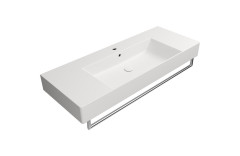 KUBE X keramické umyvadlo 120x47cm, s odkládacími plochami, broušená spodní hrana, bílá mat  (94529109) (4)