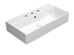 KUBE X keramické umyvadlo 70x37cm, broušená spodní hrana, 3 otvory, bílá ExtraGlaze (94559311) (3)