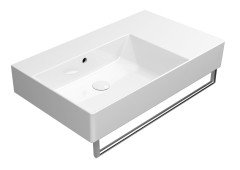 KUBE X keramické umyvadlo 80x47cm, s odkládací plochou vpravo, broušená spodní hrana, bez otvoru, bílá ExtraGlaze (94569011) (5)