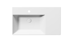 KUBE X keramické umyvadlo 80x47cm, s odkládací plochou vpravo, broušená spodní hrana, bílá mat (94569109) (4)