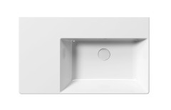 KUBE X keramické umyvadlo 80x47cm, s odkládací plochou vlevo, broušená spodní hrana, bez otvoru, bílá ExtraGlaze (94579011) (4)