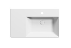 KUBE X keramické umyvadlo 80x47cm, s odkládací plochou vlevo, broušená spodní hrana, bílá mat (94579109) (5)