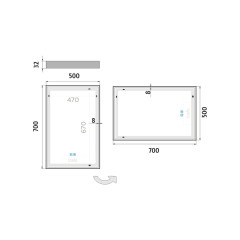 LED zrcadlo 500x700 se dvěma dotykovými senzory (ZP 13001VX)