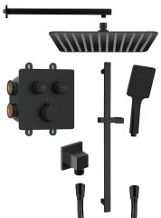 SMART SELECT podomítkový sprchový set s termostatickou baterií, 2 výstupy, posuvný držák sprchy, černá mat (RP042B-02)