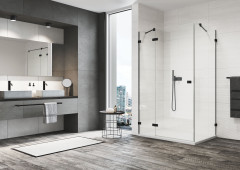 ANNEA jednokřídlé dveře s pevnou stěnou v rovině, s L-kováním levé (AN13W) + boční stěna ANTW s rohovou vzpěrou