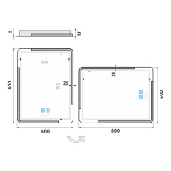LED zrcadlo 600x800 se dvěma dotykovými senzory (ZP 15002VX)