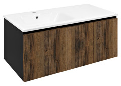 LOREA skříňka s umyvadlem 101x46x51,5cm (70+30cm), levá, dub collingwood/černá mat (LE070-1935-L-03)