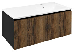 LOREA skříňka s umyvadlem 101x46x51,5cm (30+70 cm), pravá, dub collingwood/černá mat (LE070-1935-R-03)