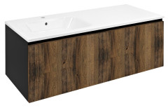 LOREA skříňka s umyvadlem 121x46x51,5cm (90+30cm), levá, dub collingwood/černá mat (LE090-1935-L-03)