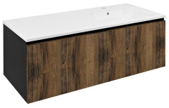 LOREA skříňka s umyvadlem 121x46x51,5cm (30+90cm), pravá, dub collingwood/černá mat (LE090-1935-R-03)