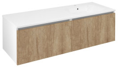 LOREA skříňka s umyvadlem 141x46x51,5cm (70+70cm), pravá, dub alabama/bílá mat (LE070-2231-R-05)