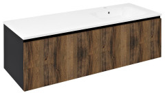 LOREA skříňka s umyvadlem 141x46x51,5cm (70+70cm), pravá, dub collingwood/černá mat (LE070-1935-R-06)