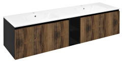 LOREA skříňka s dvojumyvadlem 181x46x51,5cm (80+20+80cm), dub collingwood/černá mat (LE080-1935-07)