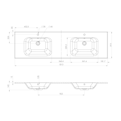 LOREA skříňka s dvojumyvadlem 181x46x51,5cm (90+90cm), dub alabama/bílá mat (LE090-2231-02) (2)