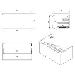 LOREA skříňka s dvojumyvadlem 181x46x51,5cm (90+90cm), bílá mat (LE090-3131-01) (3)