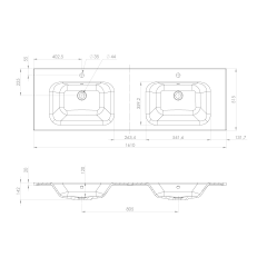 LOREA skříňka s dvojumyvadlem 161x46x51,5cm (80+80cm), dub collingwood/černá mat (LE080-1935-03) (3)