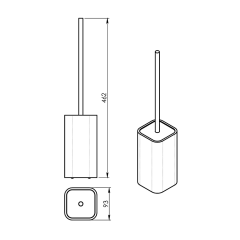 NINFEA WC štětka na postavení, bílá/bambus (133302)