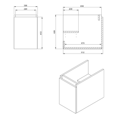 LOREA skříňka s umyvadlem 121x46x51,5cm (30+90 cm), pravá, bílá mat (LE090-3131-R-01) (2)